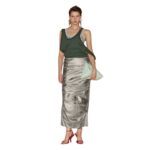 THE ATTICO SILVER MIDI SKIRT