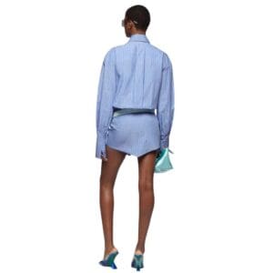 THE ATTICO SILVYE NAVY BLUE AND SKY MINI DRESS