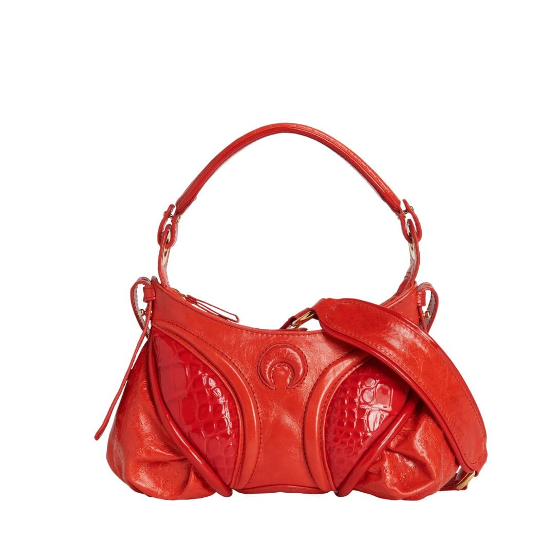 MARINE SERRE EMBOSSED LEATHER MINI FUTURA RED