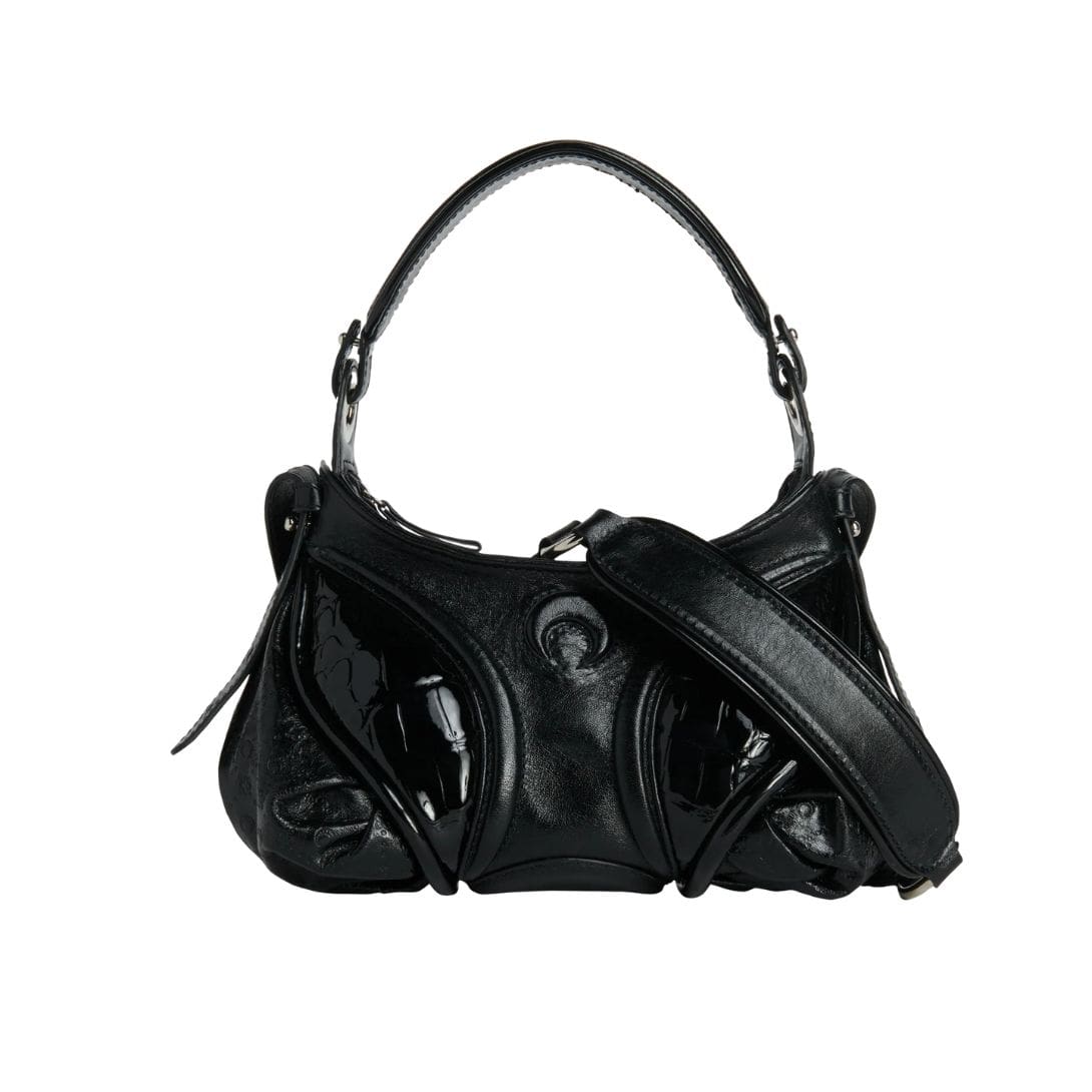 MARINE SERRE EMBOSSED LEATHER MINI FUTURA BLACK