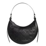 MARINE SERRE MOONOGRAM EMBOSSED VEGETABLE TANNED LEATHER ECLIPS BAG BLACK