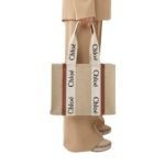 CHLOE MEDIUM WOODY TOTE BAG WHITE & BROWN