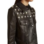 KHAITE THE RIZZO JACKET BLACK LEATHER WITH STUDS