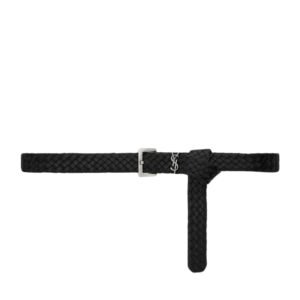 SAINT LAURANT CASSANDRE BELT IN WOVEN VEGETABLE-TANNED LEATHER