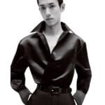 SAINT LAURANT SQUARE BUCKLE BELT IN SHINY LEATHER