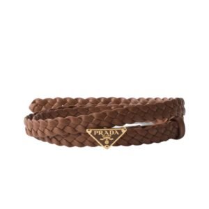 PRADA NAPPA LEATHER BELT IN BROWN