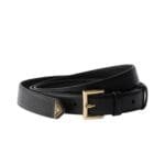PRADA LEATHER BELT IN BLACK GOLDEN
