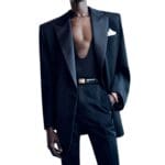 SAINT LAURENT CASSANDRE LA 66 BUCKLE THIN BELT IN SHINY LEATHER