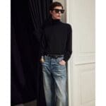 SAINT LAURENT CASSANDRE RECTANGULAR BUCKLE BELT IN SMOOTH LEATHER