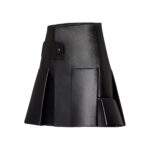 LOUIS VUITTON LEATHER BUTTON TAB PLEAST SKIRT