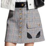 LOUIS VUITTON LEATHER TRIM CHECK MINI SKIRT