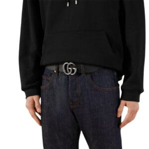 GUCCI GG MARMONT REVERSIBLE BELT IN BLACK