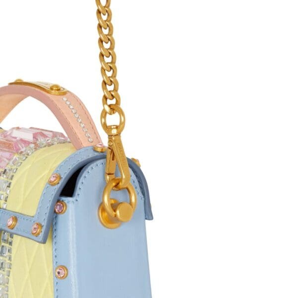BALMAIN BUZZ DYNASTY SMALL SUEDE BAG WITH EMBOSSED GRID MOTIF AND EMBROIDERY - Image 5