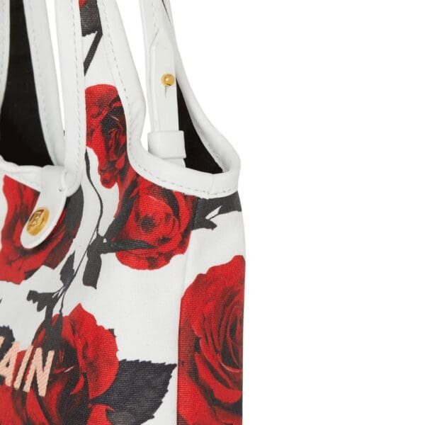 BALMAIN CANVAS B-ARMY MINI GROCERY BAG WITH A ROSES PRINT - Image 5