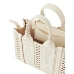 CHLOE SMALL WOODY TOTE BAG WITH STRAP MISTY IVORY