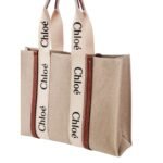 CHLOE LARGE WOODY TOTE BAG WHITE & BROWN