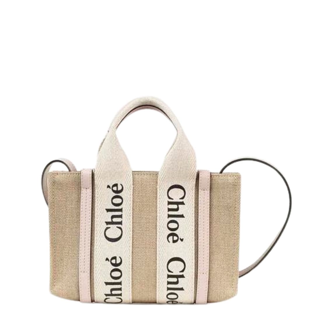 CHLOE MINI WOODY TOTE BAG CEMENT PINK