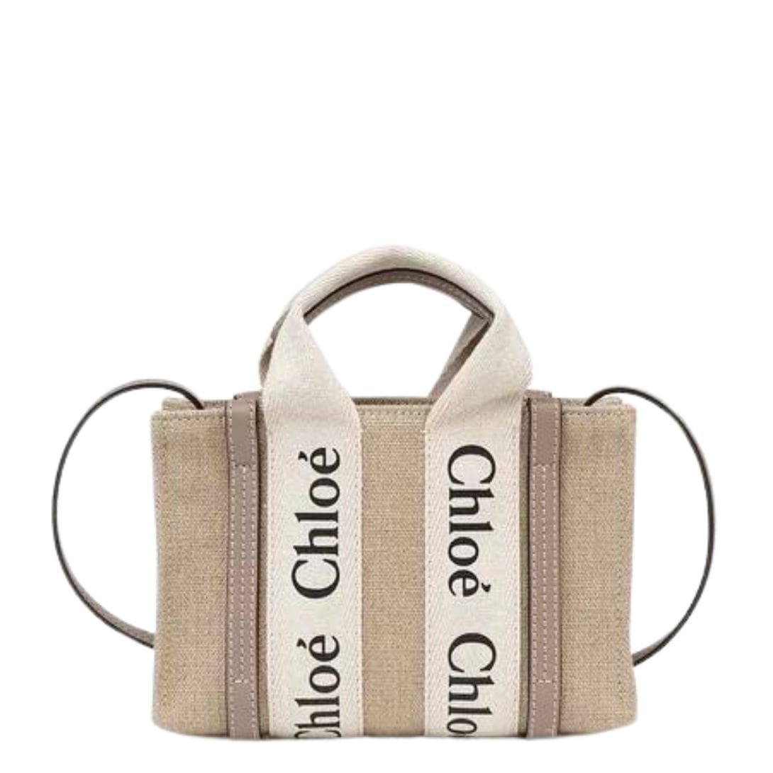 CHLOE MINI WOODY TOTE BAG MUSK GREY