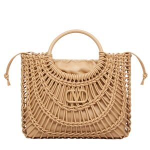 VALENTINO GARAVANI ALLKNOTS WOVEN LEATHER SHOPPER