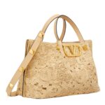 VALENTINO GARAVANI MEDIUM SHOPPING BAG IN LACE-EFFECT RAFFIA