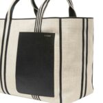 VALEXTRA BROWN FABRIC LARGE TOTE BAG