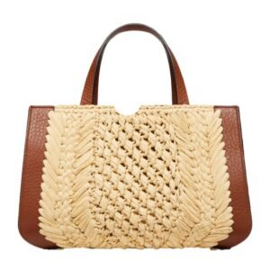 VALENTINO GARAVANI VLOGO SIGNATURE RAFFIA SMALL HANDBAG