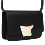 SANTONI BLACK LEATHER CROSSBODY BAG