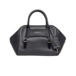 SANTONI BLACK LEATHER HANDBAG