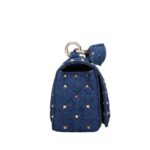 vVALENTINO GARAVANI ROCKSTUD SPIKE DENIM SHOULDER BAG