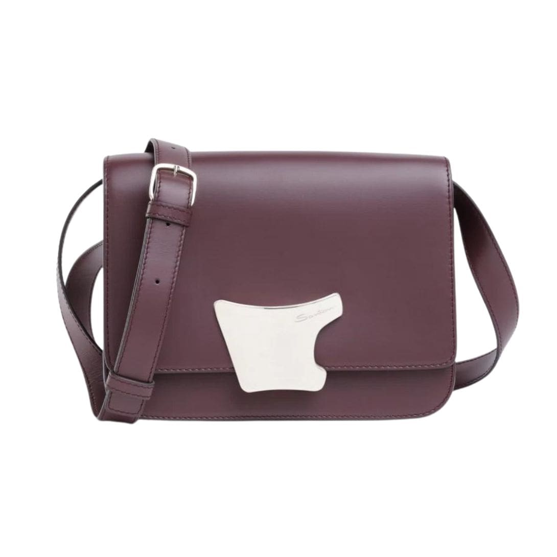 SANTONI BURGUNDY LEATHER CROSSBODY BAG