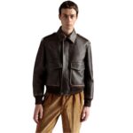 BALLY BOMBER JACKET IN BROWN LEATHER