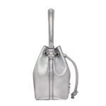 vVALENTINO GARAVANI MINI VLOGO SIGNATURE BUCKET BAG IN METALLIC NAPPA LEATHER