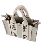 CHLOE SMALL WOODY TOTE BAG COTTON GREY