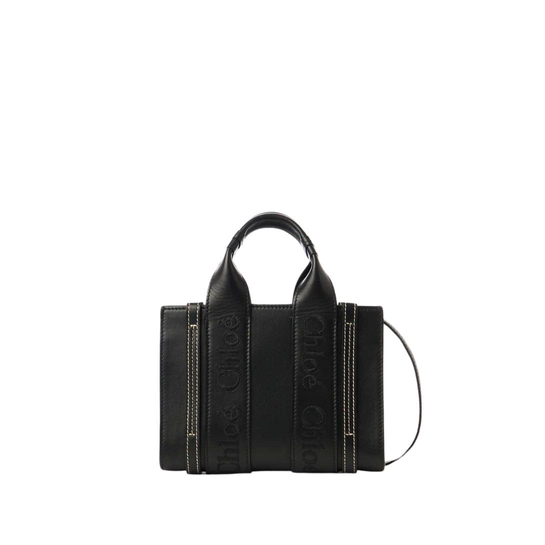 CHLOE MINI WOODY TOTE BAG BLACK