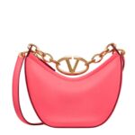 VALENTINO GARAVANI VLOGO MOON MINI HOBO BAG IN NAPPA LEATHER WITH CHAIN