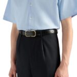 BALLY LOTO 30MM BELT IN BLACK LEATHER