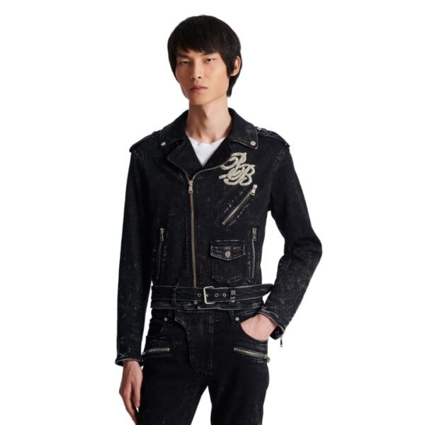 BALMAIN DENIM BIKER JACKET