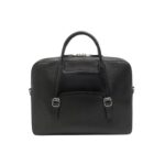 SANTONI BLACK EMBOSSED LEATHER BRIEFCASE