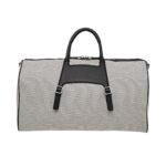 SANTONI BLACK LEATHER AND CANVAS MEDIUM WEEKEND BAG