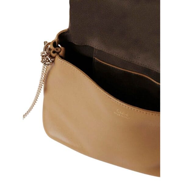CHLOE LACEY SMALL CROSSBODY BAG WITH CHAIN CREAMY BROWN