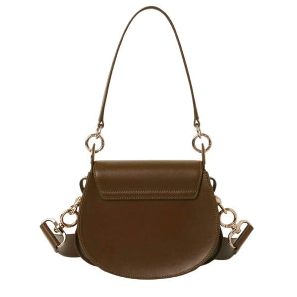 CHLOE SMALL TESS BAG IN SHINY & SUEDE LEATHER DARK KHAKI