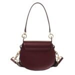CHLOE SMALL TESS BAG IN SHINY & SUEDE LEATHER BURNT BROWN