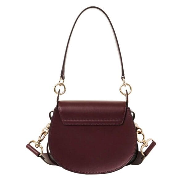 CHLOE SMALL TESS BAG IN SHINY & SUEDE LEATHER BURNT BROWN