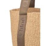 CHLOE LARGE WOODY BASKET IN FAIR TRADE PAPER DARK NUT