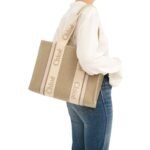 CHLOE WOODY TOTE BAG IN LINEN WILD GREY