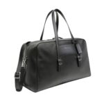 SANTONI BLACK LEATHER WEEKEND BAG
