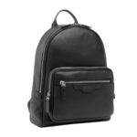 SANTONI BLACK TUMBLED LEATHER BACKPACK