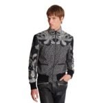 BALMAIN MINI MONOGRAM AND PAISILEY BOMBER JACKET