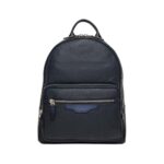 SANTONI BLUE TUMBLED LEATHER BACKPACK
