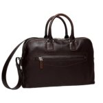 SANTONI BROWN LEATHER LAPTOP BAG